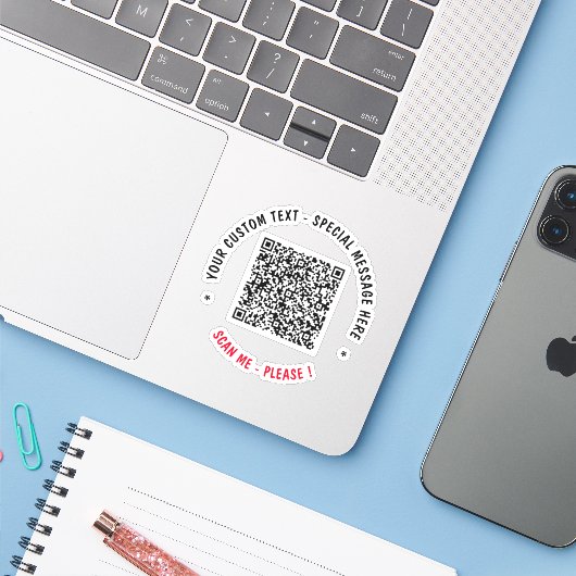 Uw QR-code Scannen Aangepaste tekst Sticker Kies k (Laptop met iPhone)