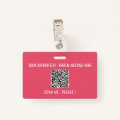 Uw QR Code Scantekst Info Tekst en Kleurenbadge Badge (Achterkant met clip)