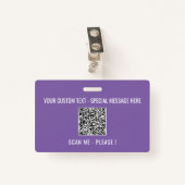 Uw QR Code Scantekst Info Tekst en Kleurenbadge Badge (Voorkant met clip)