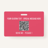 Uw QR Code Scantekst Info Tekst en Kleurenbadge Badge (Achterkant)