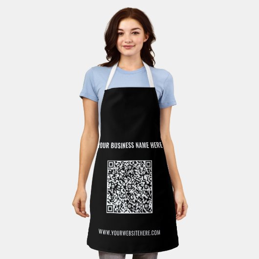 Uw QR Code Schort met Aangepaste Tekst en Kleur (Gedragen)