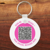 Uw QR-code sleutelhanger Aangepaste tekst en kleur (Voorkant)