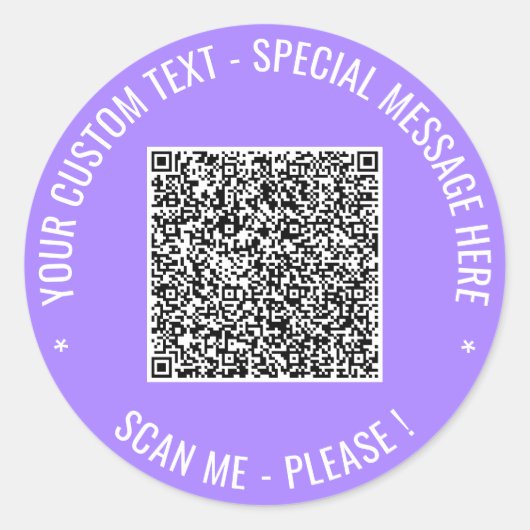 Uw QR-code sticker met aangepaste tekst en kleur (Voorkant)