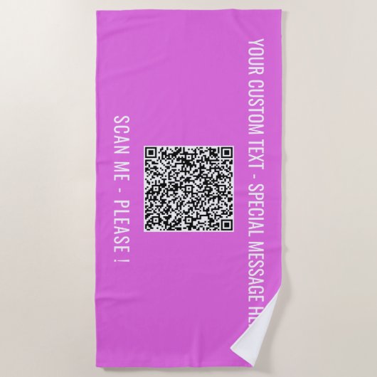 Uw QR Code Strandlaken Voorbeeld met aangepaste te (Voorkant)