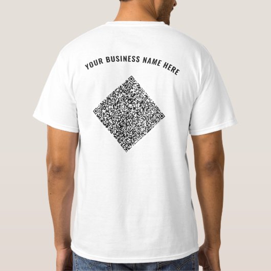 Uw QR-code T-shirt en aangepaste tekst Kies kleur (Achterkant)
