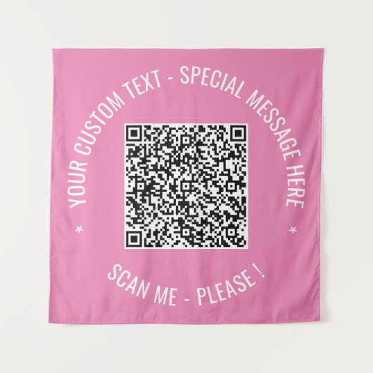 Uw QR Code Tapestry Voorbeeld met aangepaste tekst Wandkleed (Voorkant)