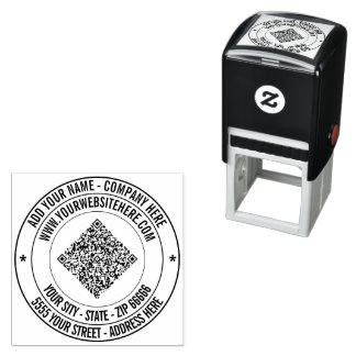 Uw QR-code tekst adres Ronde zelfinktampon Zelfinktende Stempel