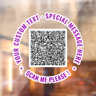 Uw QR-code tekst en kleuren venster klevende sjabl Raamsticker