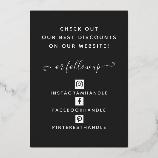 Uw QR-code Zwart Roos Goud Korting Kaart (Achterkant)