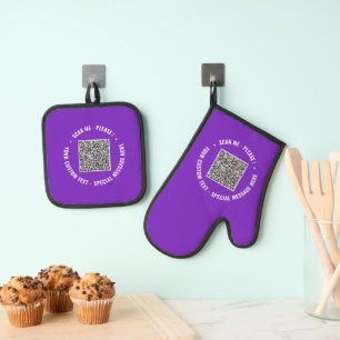 Uw QR-codeaftasten en aangepaste gepersonaliseerde Ovenwant & Pannenlap Set