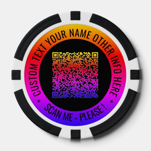 Uw QR-codeaftasten en douanetekst uw pookspaanders Poker Chips (Voorkant)