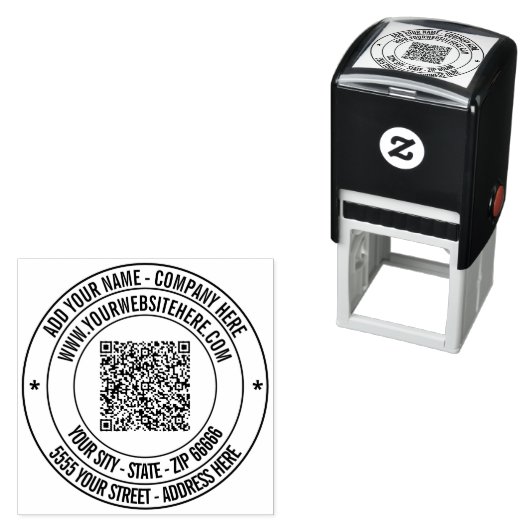 Uw QR-codenaam Adres Website Ronde stempel (In situ)