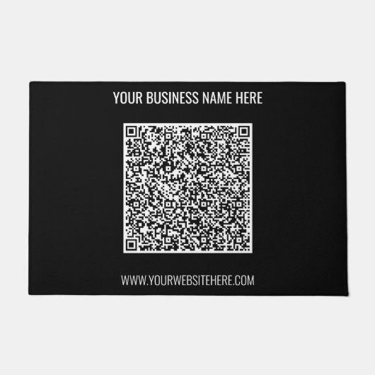 Uw QR-codescan en aangepaste tekstbedrijfsdeurmat Deurmat (Voorkant)