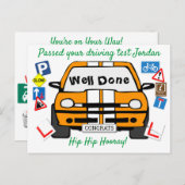 Uw rijexamen geslaagd Gefeliciteerd! Briefkaart (Voorkant / Achterkant)