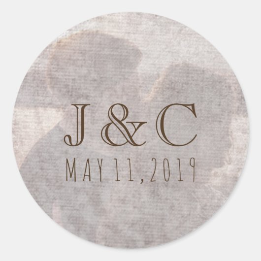 Uw Romantische Foto, Monogram, en Datum Ronde Sticker (Voorkant)
