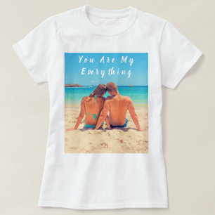 Uw romantische foto T-shirt met tekst gepersonalis