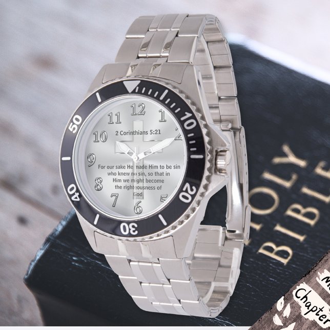 UW SCRIPTUUR Christelijk horloge voor mannen of vr (Bible Verse Wrist Watch. Gifts for Christian Men, and women. Birthday gift for pastor. Pastor Watch.)
