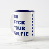 UW SELFIE aangepaste monogram-mokken Tweekleurige Koffiemok (Voorkant links)