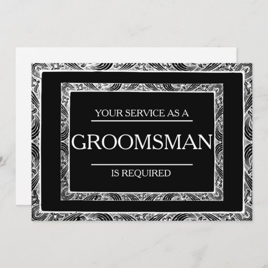 Uw service is aangevraagd als Groomsman Kaart (Voorkant / Achterkant)