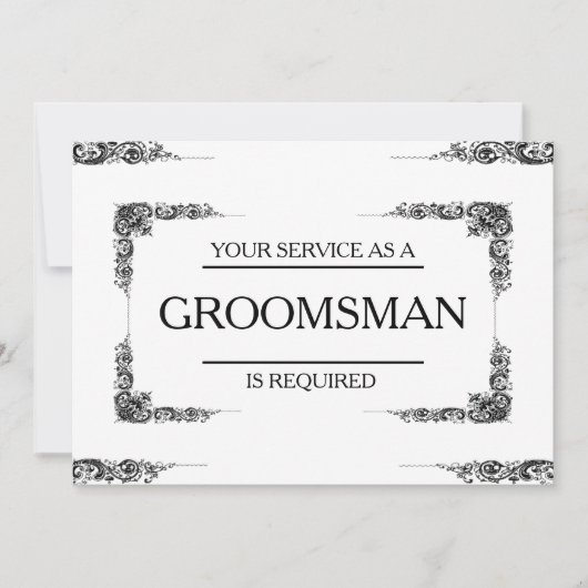 Uw service is aangevraagd als Groomsman Kaart (Voorkant)