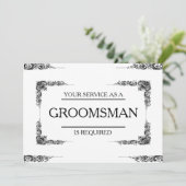 Uw service is aangevraagd als Groomsman Kaart (Staand voorkant)