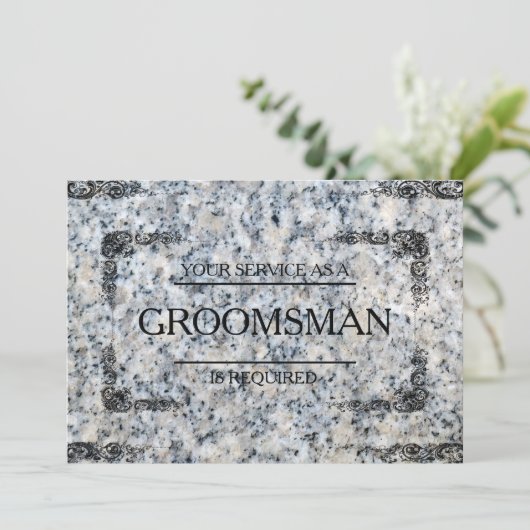 Uw service wordt aangevraagd als Groomsman Granite Kaart (Staand voorkant)