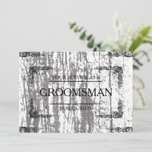 Uw service wordt aangevraagd als Groomsman Wooden Kaart (Staand voorkant)
