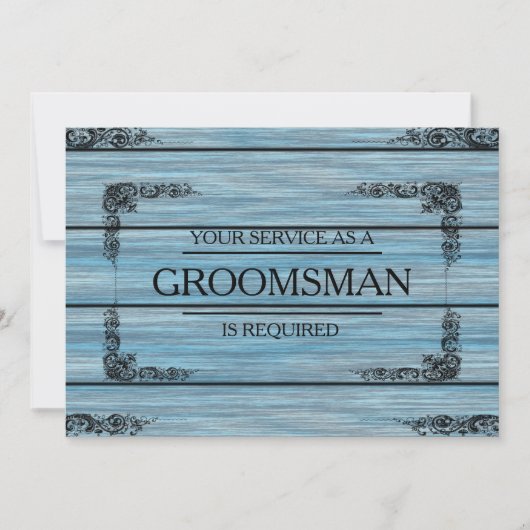 Uw service wordt aangevraagd als Groomsman Wooden  Kaart (Voorkant)