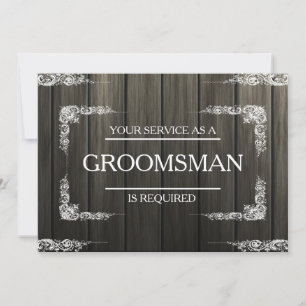 Uw service wordt gevraagd als groomsman Wooden Kaart