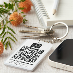 Uw Square Logo Digital Vaccine QR Code Foto ID Sleutelhanger