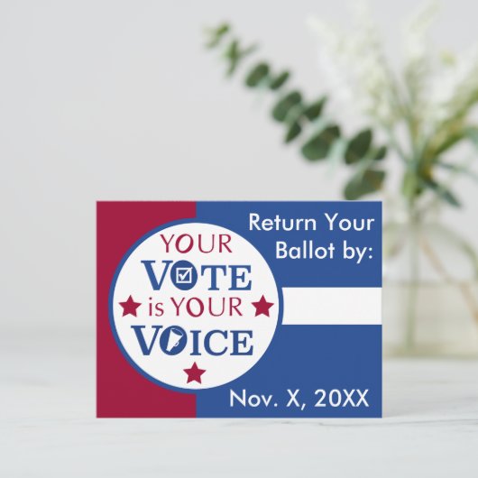 Uw stem is uw votum-mail in stemherinneringen briefkaart (Staand voorkant)