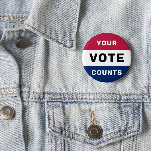 Uw stem telt Patriottische Amerikaanse Verkiezinge Ronde Button 5,7 Cm