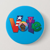 'Uw stem, Uw stem' Blauwe Button (Voorkant)