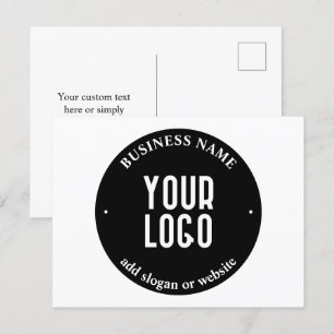 Uw tekst & geüpload logo Bewerkbaar zwart & wit Briefkaart