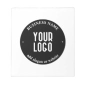 Uw tekst & geüpload logo | Bewerkbaar zwart & wit Notitieblok (Voorkant)