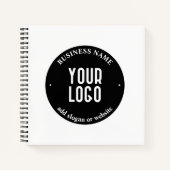 Uw tekst & geüpload logo | Bewerkbaar zwart & wit Notitieboek (Voorkant)