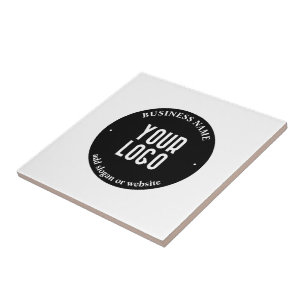 Uw tekst & geüpload logo Bewerkbaar zwart & wit Tegeltje