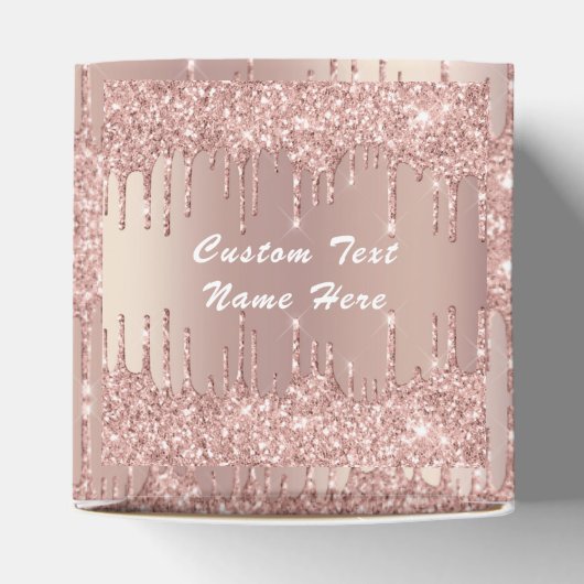 Uw tekst naam huwelijksgunstdoos Roze goud glitter Bedankdoosjes (Bovenkant)