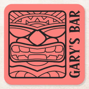 UW TIKI BAR Jouw naam Square Paper Onderzetter toe