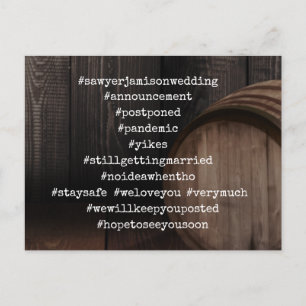 Uw Top 12 Hashtags houten vat uitgesteld bruiloft Briefkaart