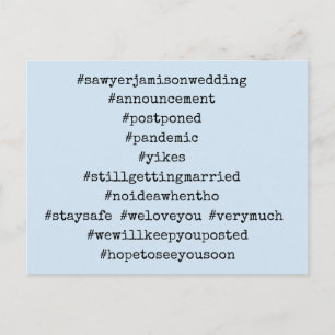 Uw Top 12 Hashtags Lichtblauw Uitgestelde bruiloft Briefkaart