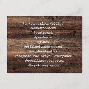 Uw Top 12 Hashtags rustiek hout uitgesteld bruilof Briefkaart