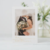 Uw trouwfoto gouden script dank u kaart (Staand voorkant)