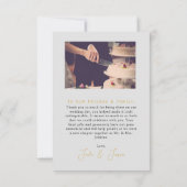 Uw trouwfoto gouden script dank u kaart (Achterkant)