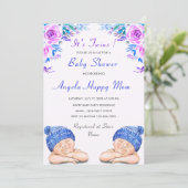 Uw Tweelingjongens Baby shower Uitnodiging (Staand voorkant)