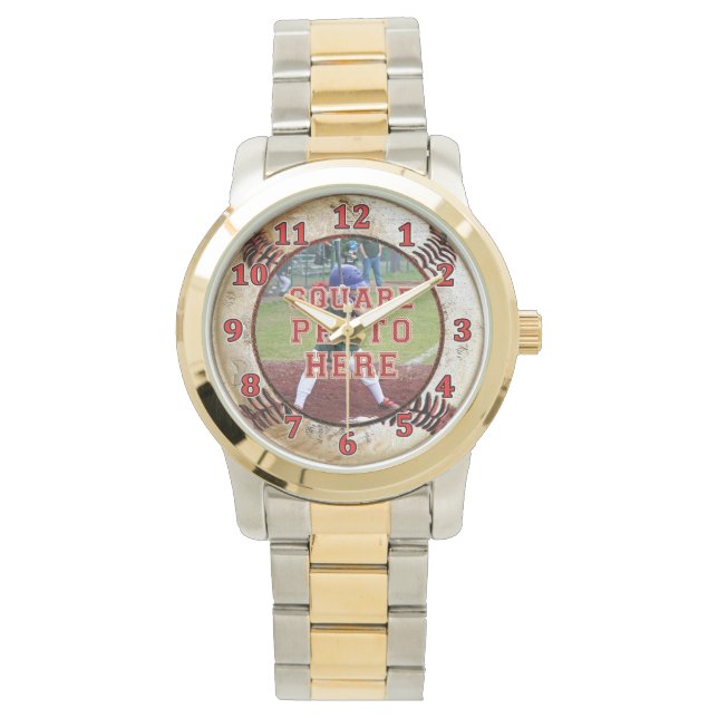 UW VIERKANTE FOTO Baseball Horloges Instructie (Voorkant)