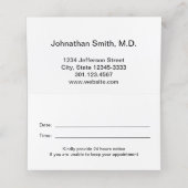 Uw volgende Benoeming zwart-wit arts Afsprakenkaart (Binnenkant ongevouwen)