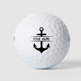 Uw voornaam Grappig Navy Blue Anker Monogram Golfballen