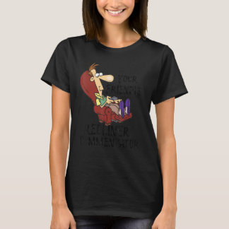 Uw vriendelijke commentator in de luie stoel t-shirt
