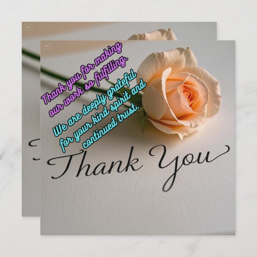 Uw vrijgevigheid wordt gewaardeerd feestdagenkaart (Voorkant / Achterkant)